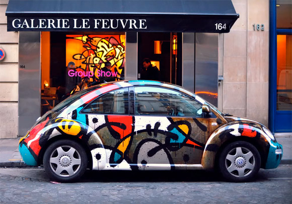 thinks French graffiti artist MIST with his new customized VW Beetle
