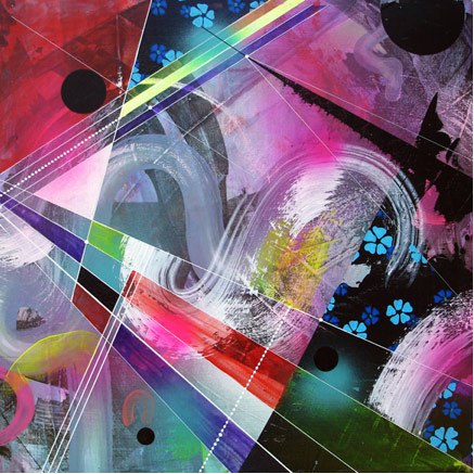 Cleaves & Moore, "Choose Your Own Adventure" 2009. Spray paint, enamel, acrylics, paint markers, watercolors, inks, on panel, 24” x 24” Cleaves & Moore, "Choose Your Own Adventure" 2009. Spray paint, enamel, acrylics, paint markers, watercolors, inks, on panel, 24” x 24”
