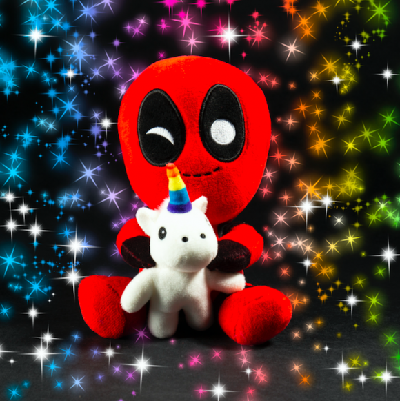 Deadpool riding a clearance unicorn plush