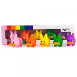 PRIDE Mini 'Stache Labbit Art Toy 5-Pack by Frank Kozik and Kidrobot - LGBTQ Pride