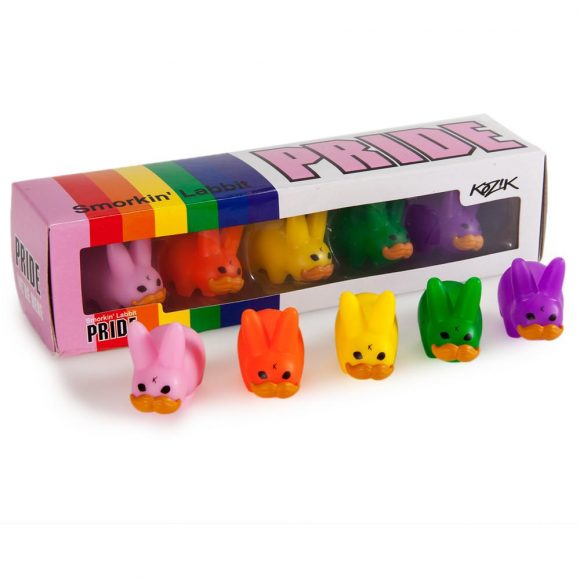 PRIDE Mini 'Stache Labbit Art Toy 5-Pack by Frank Kozik and Kidrobot - LGBTQ Pride