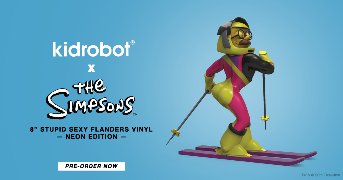 Kidrobot The Simpsons Stupid Sexy Flanders 8" Vinyl Figure – NEON Edition