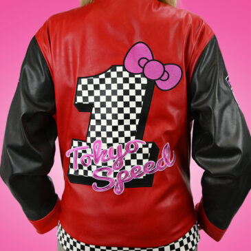 Race for the finish line in Kidrobot’s Hello Kitty® Tokyo Speed moto jacket!