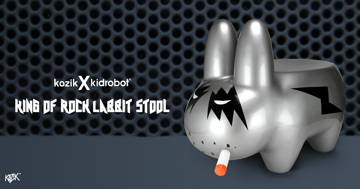 Kidrobot announces the triumphant return of the King of Rock Smorkin’ Labbit as a 30-Inch Labbit Stool. Available now only on Kidrobot.com!