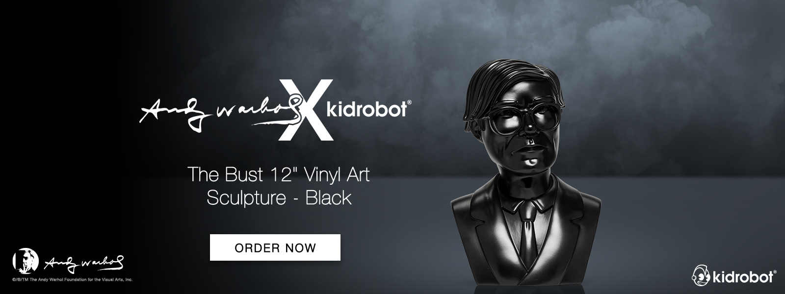 Limited Edition Andy Warhol 12” Bust Vinyl Art Sculpture – Black Edition Drops Now at Kidrobot.com – Limited Edition of 200