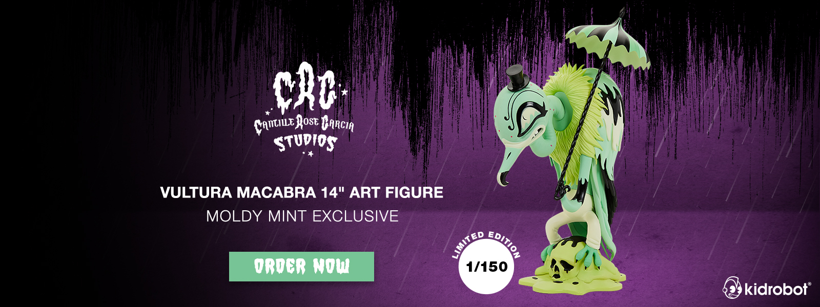 Limited-edition Vultura Macabra 14" Art Figure by Camille Rose Garcia - Moldy Mint Edition